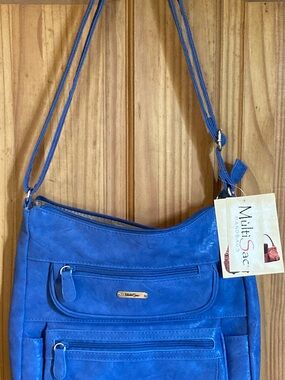 Multisac Royal Blue Suede Crossbody Bag